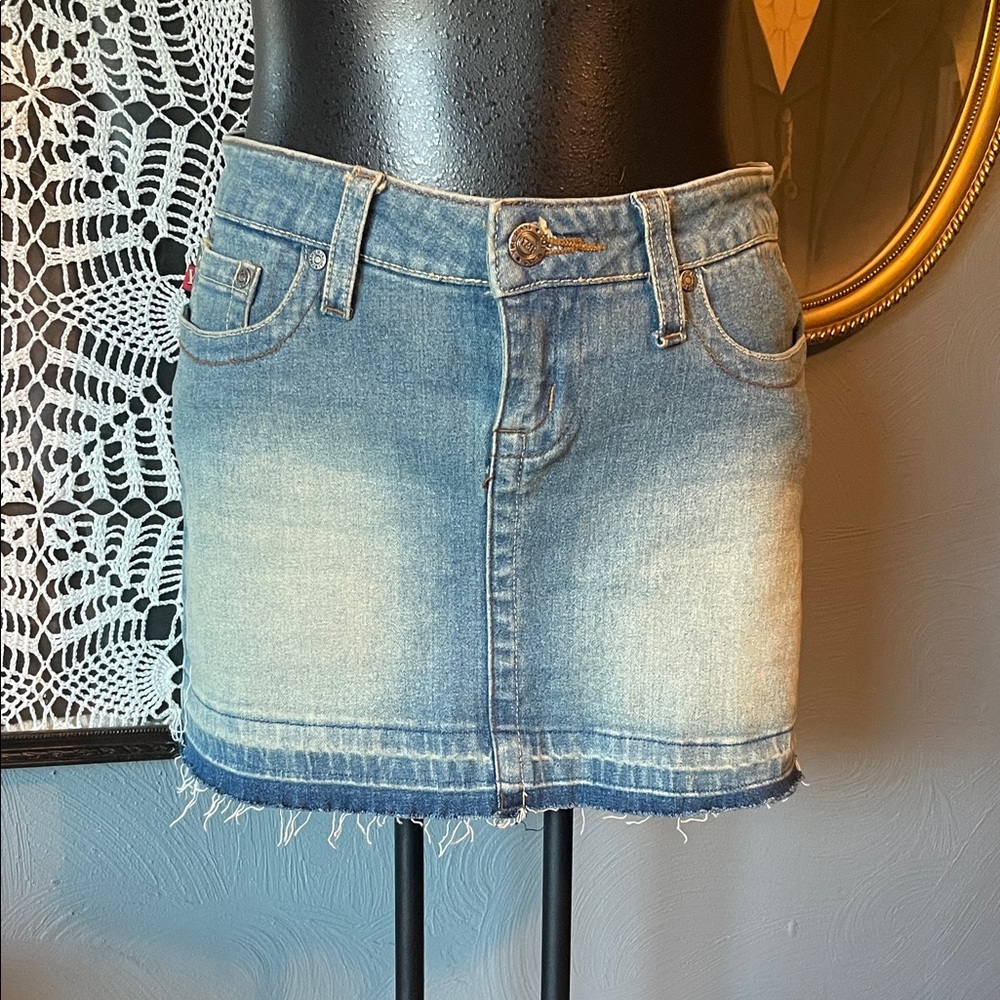 YMI Faded Blue Denim Mini Skirt